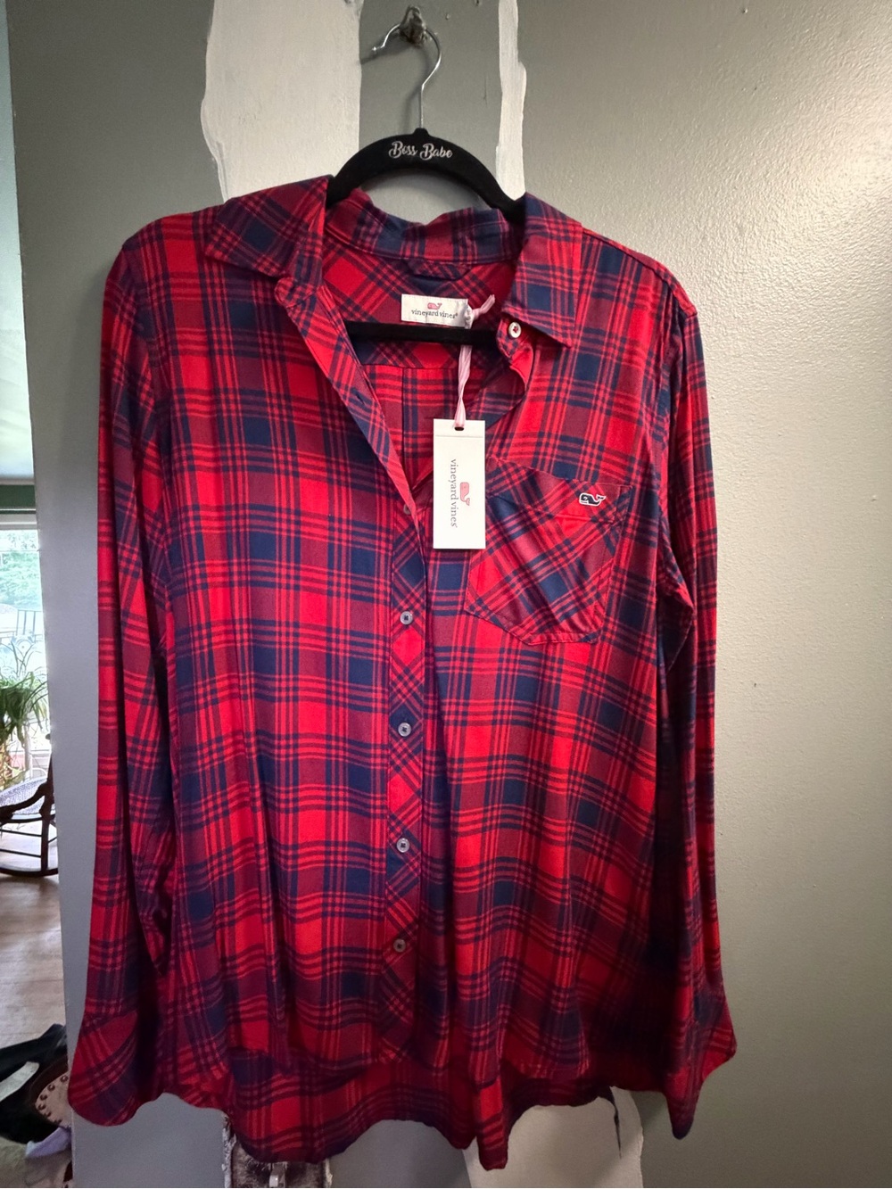 Vineyard Vines Red & Navy Plaid Button-Down Shirt
